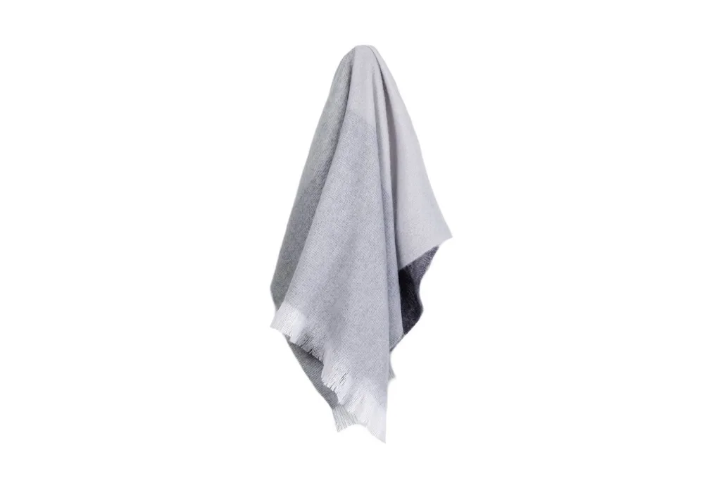 Grey mohair throw rug