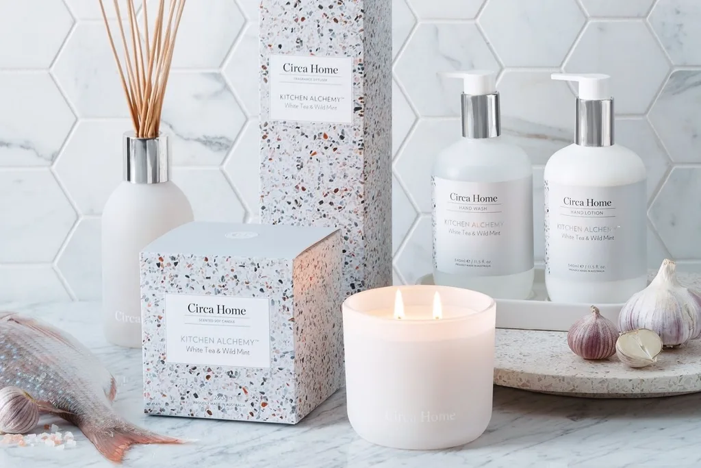 Circa Home products on a marble bench