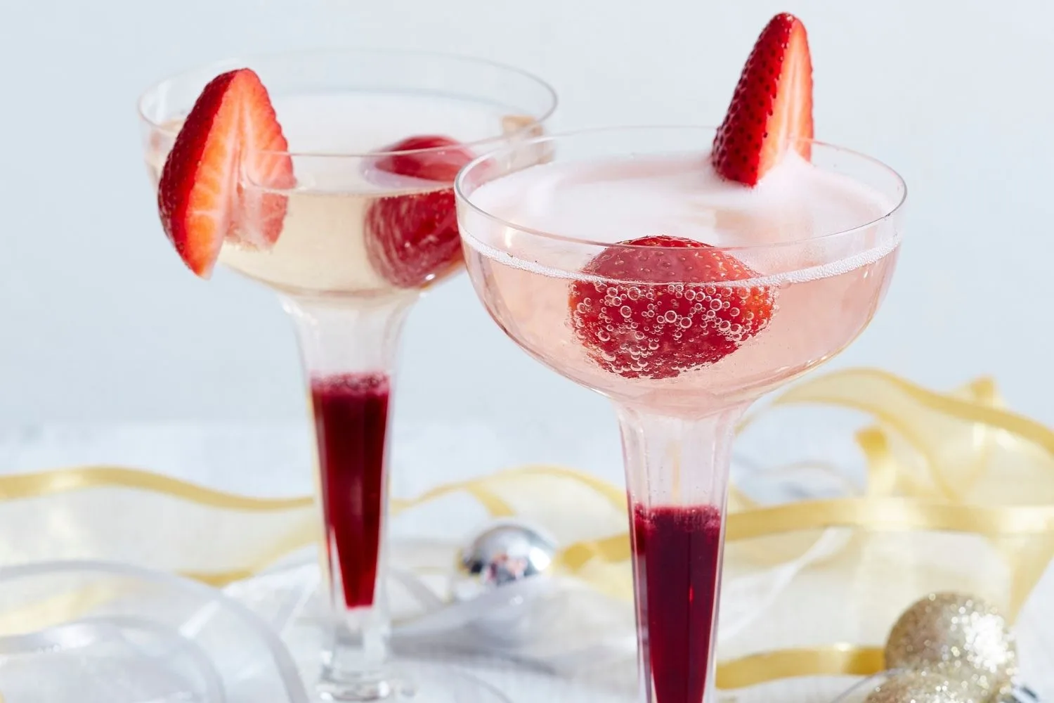 Strawberry and hibiscus Champagne cocktail