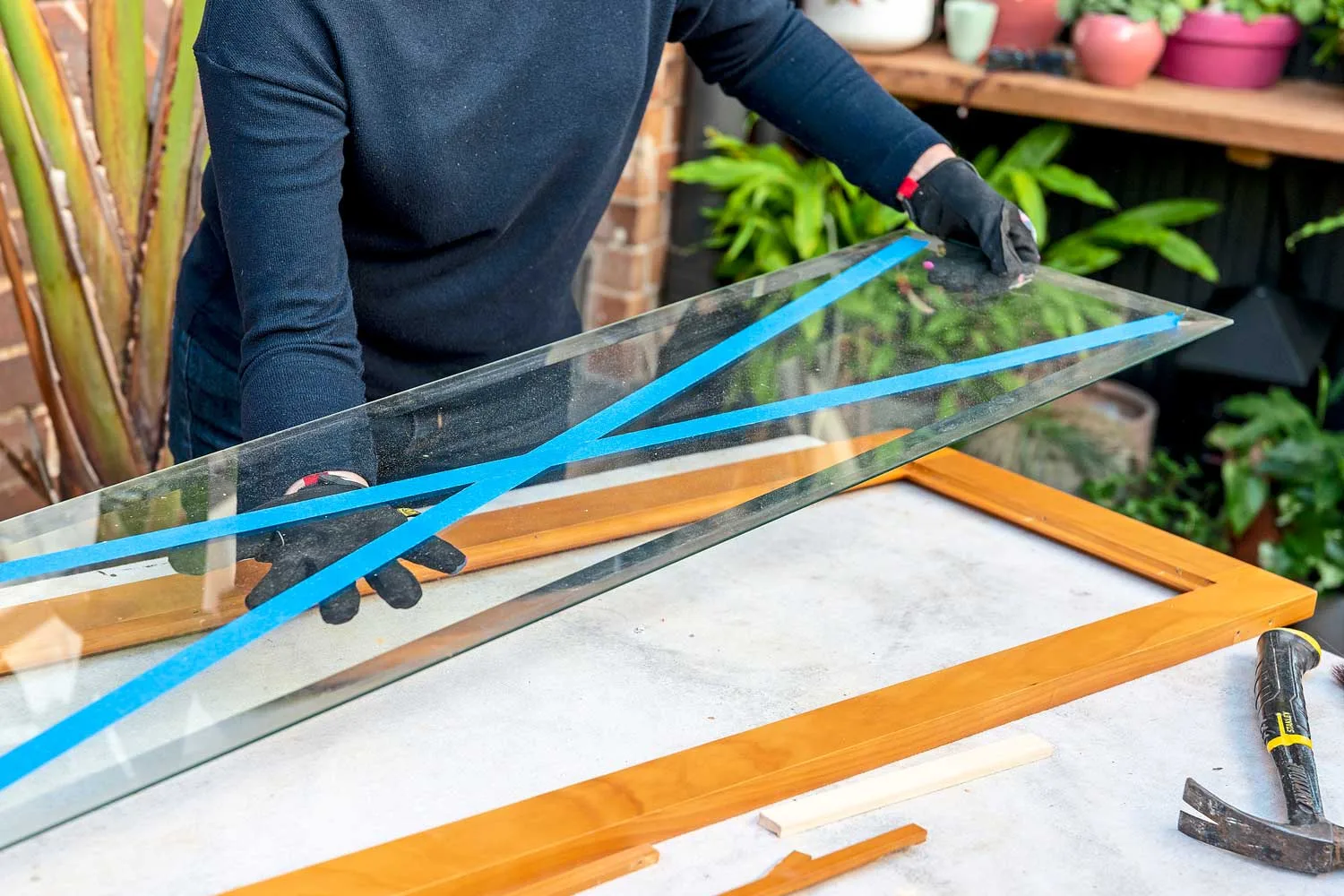 Remove glass from cabinet door