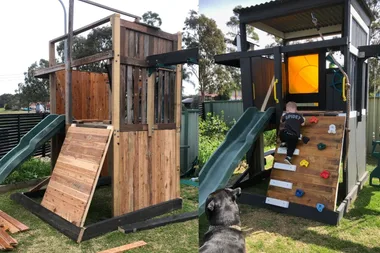 How one mum made an epic home playground for her son for $350