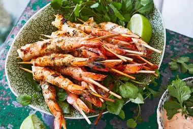 BBQ marinated prawns with sriracha mayonnaise