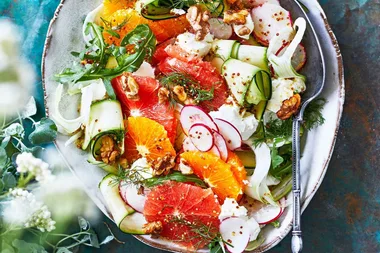 Citrus, fennel and goats cheese salad