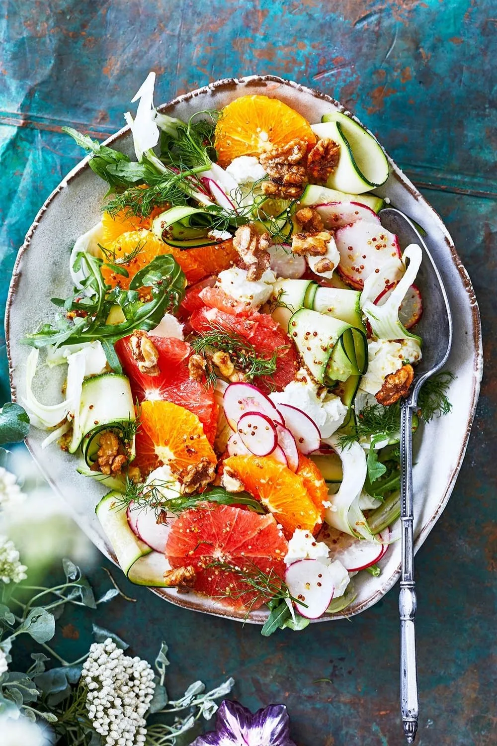 Citrus, fennel and goats cheese salad