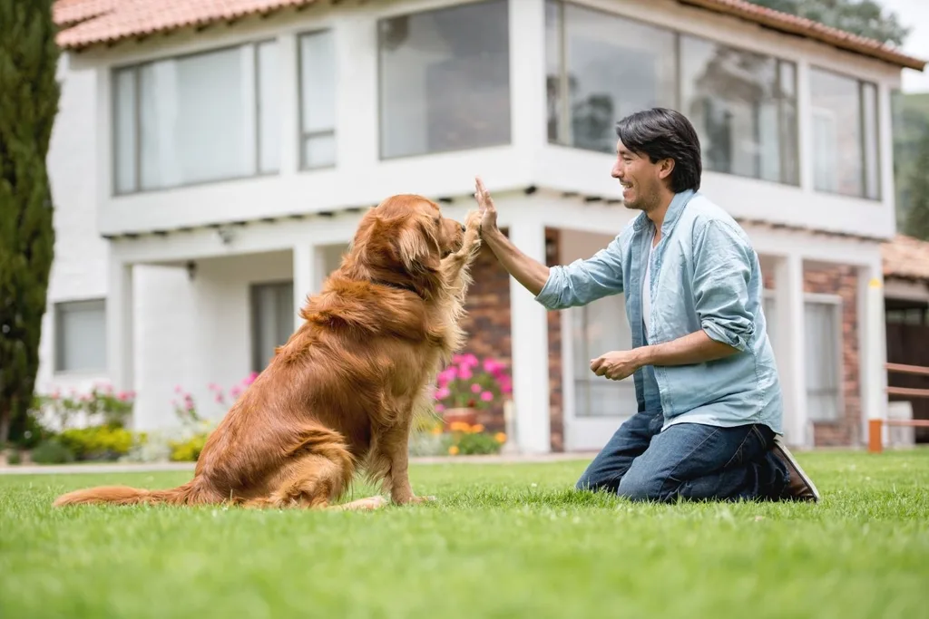 dog hi fiving human