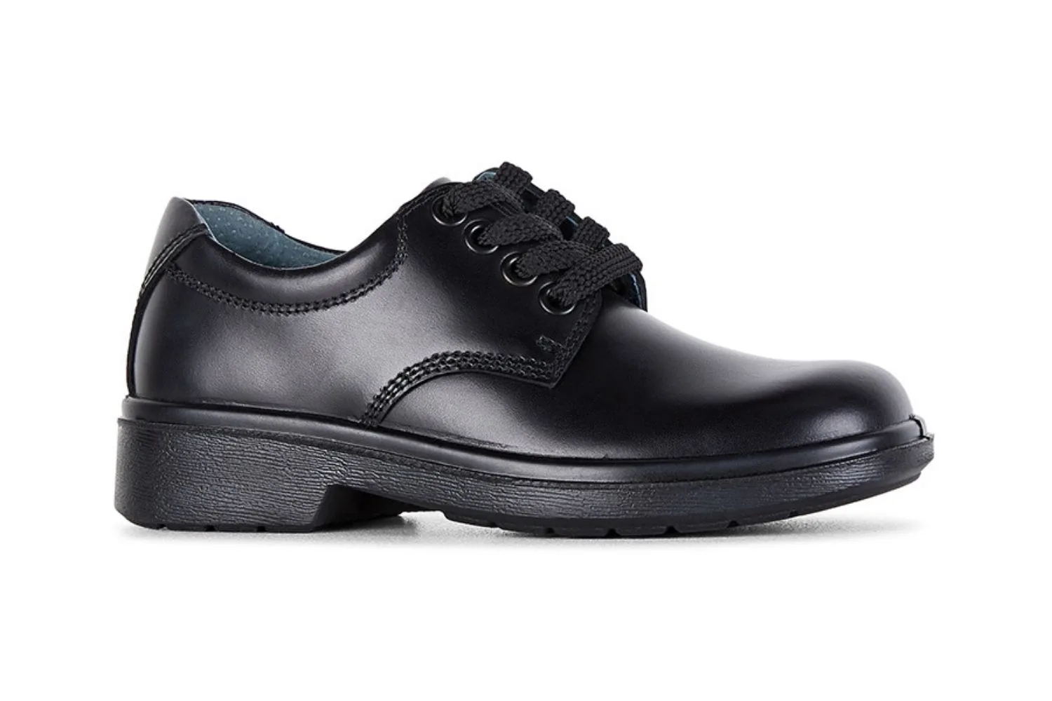 Black leather school shoes with laces