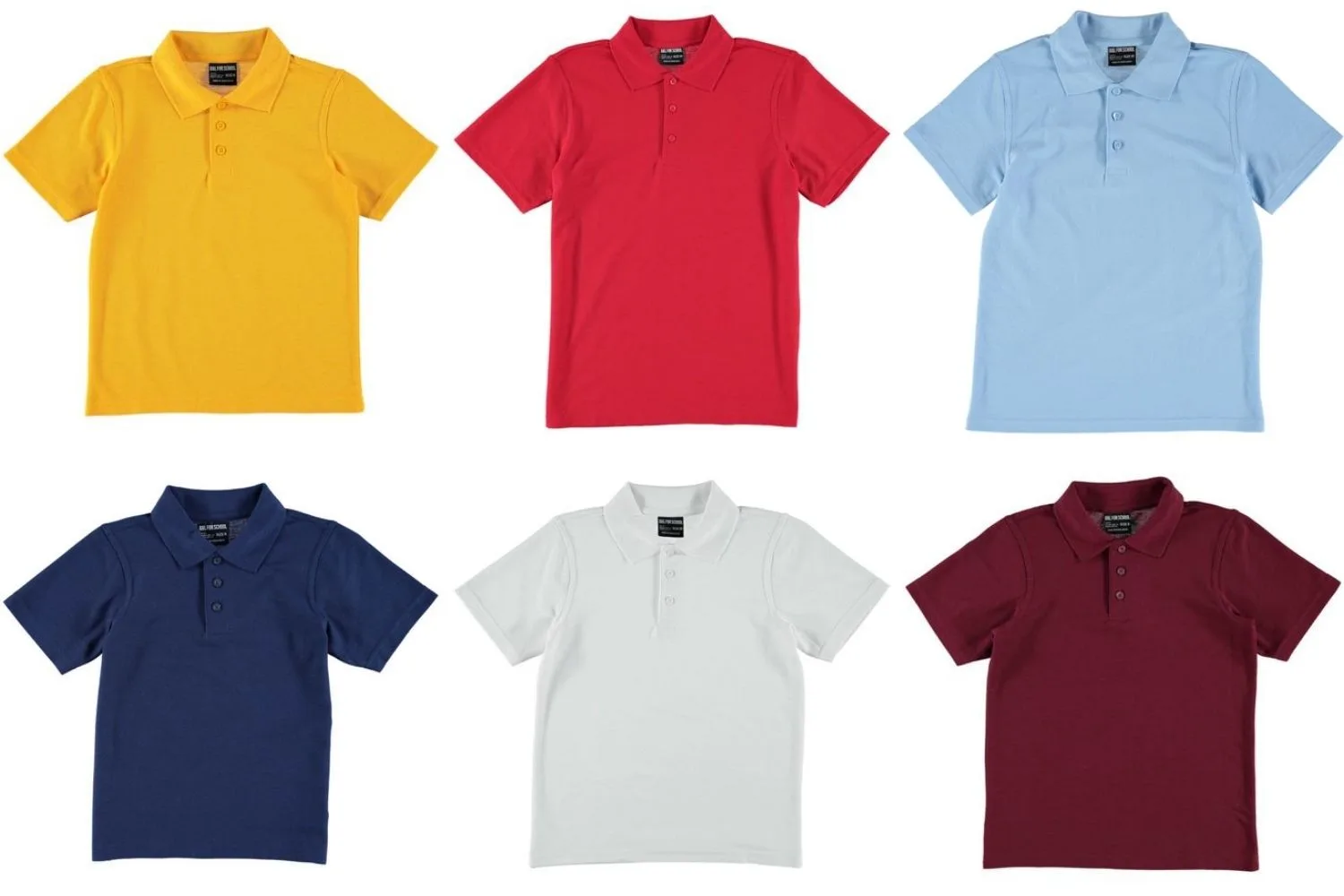 School uniform polo shirts in assorted colours