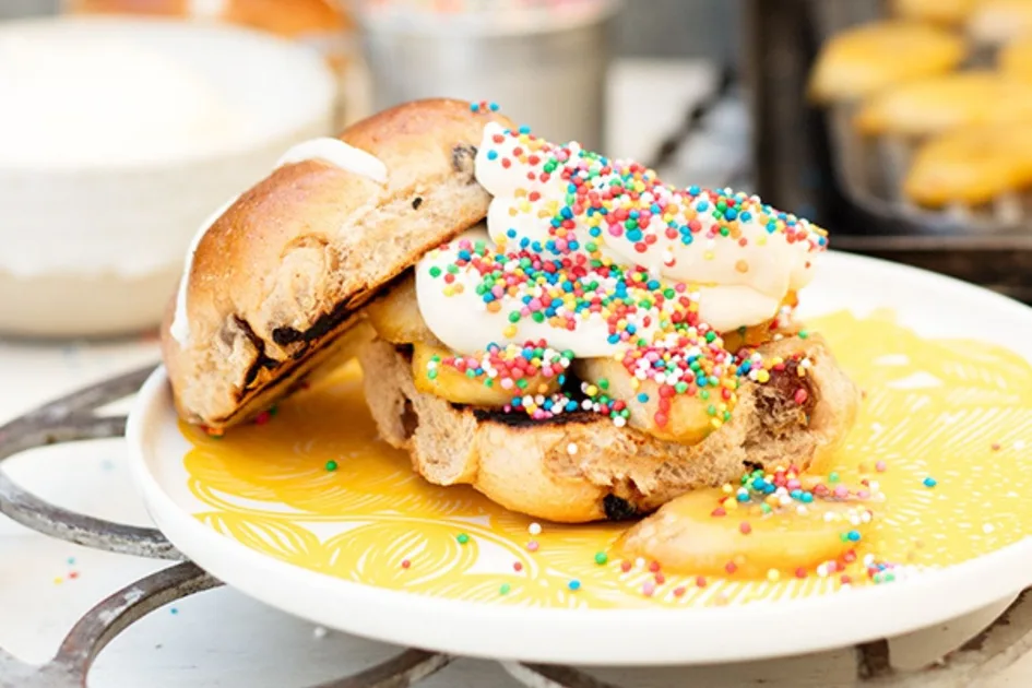 Fairy bread barbecue hot cross bun Recipe - Better Homes &amp; Gardens Australia