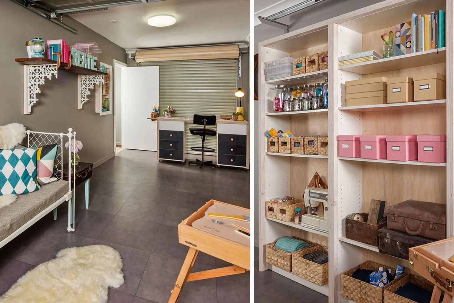 A budget conversion transformed this garage into a functional home office