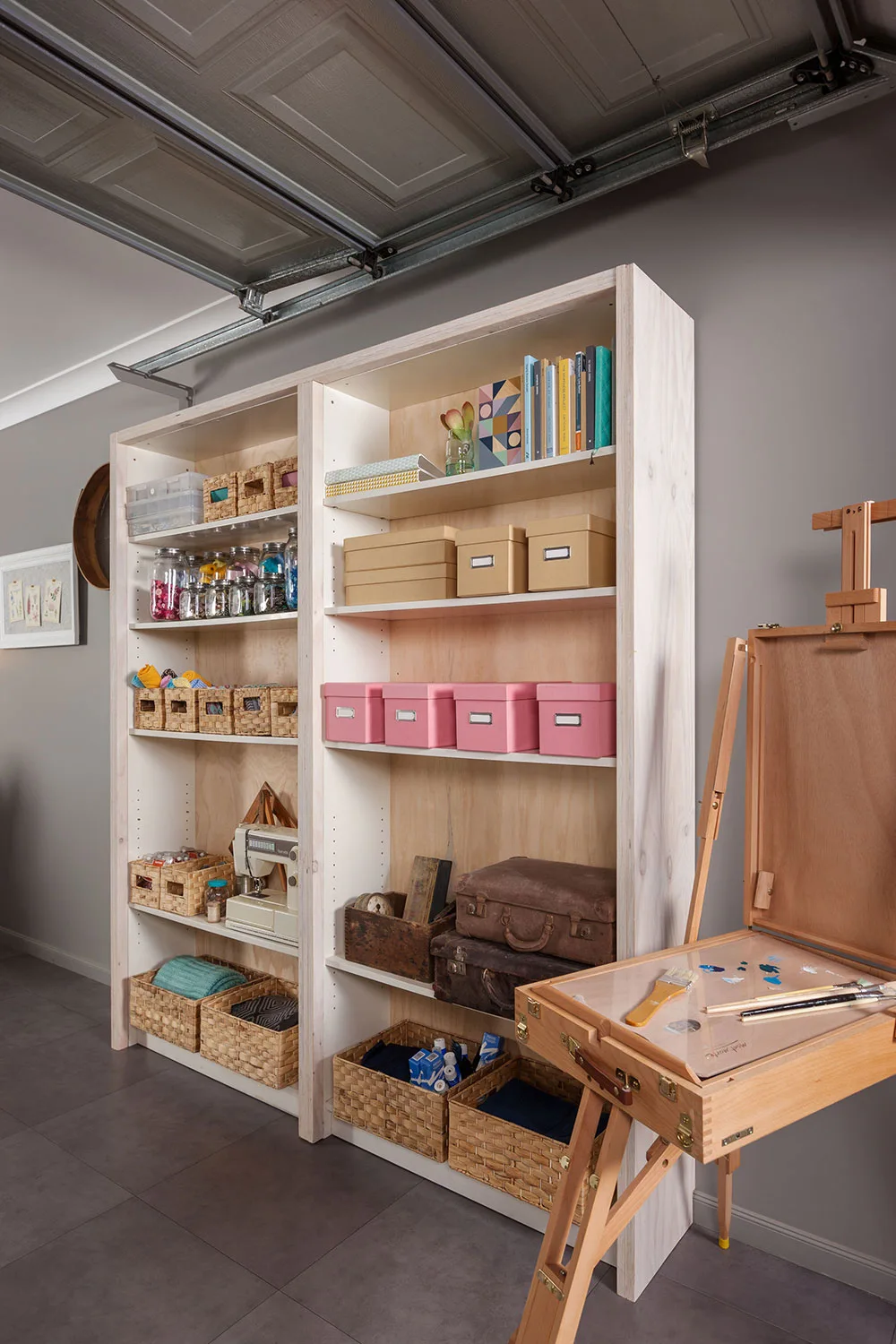 Organised home office shelving