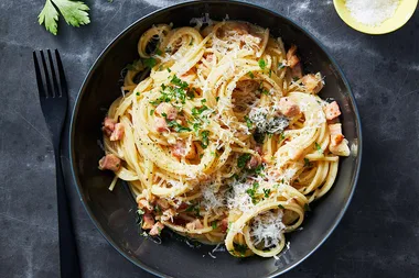 Spaghetti carbonara.