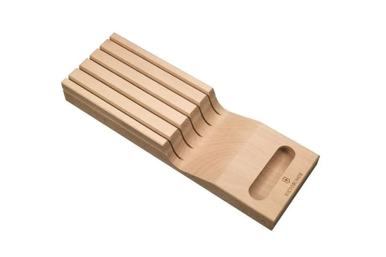 Wooden in-drawer knife block organiser