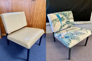 This mum used a $20 Kmart quilt cover to create a stunning new chair