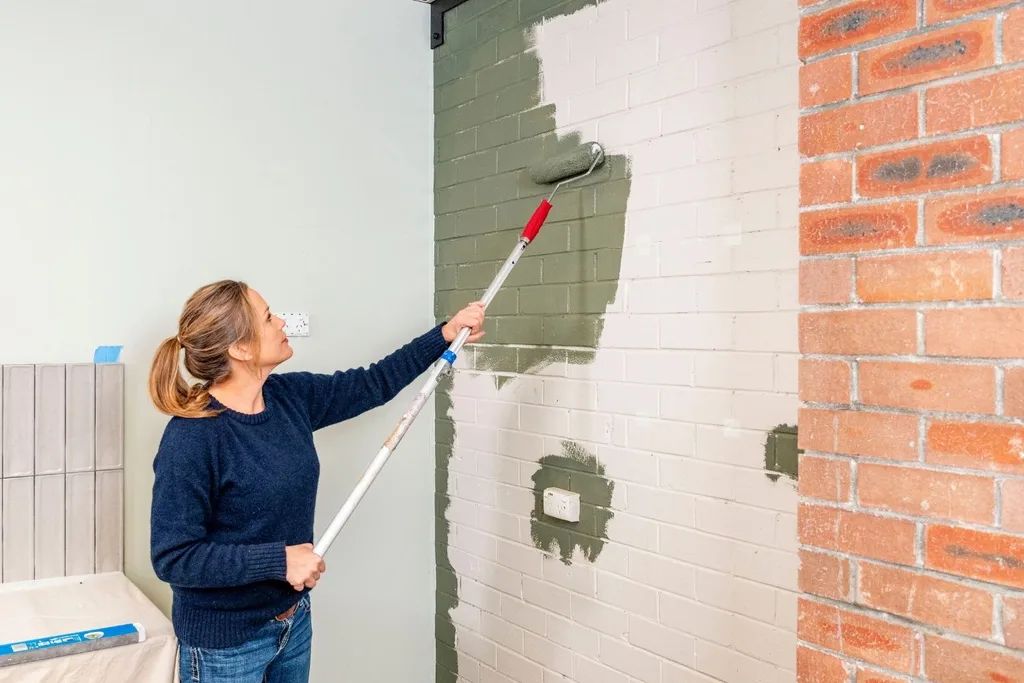 painting bricks white then green