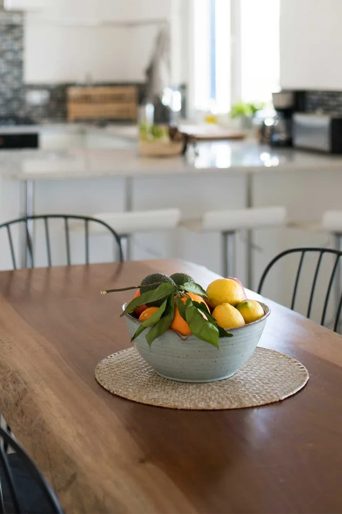 Bowl of fruit on a dining table