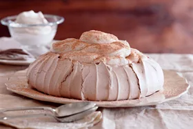 pavlova with heavy cream on top