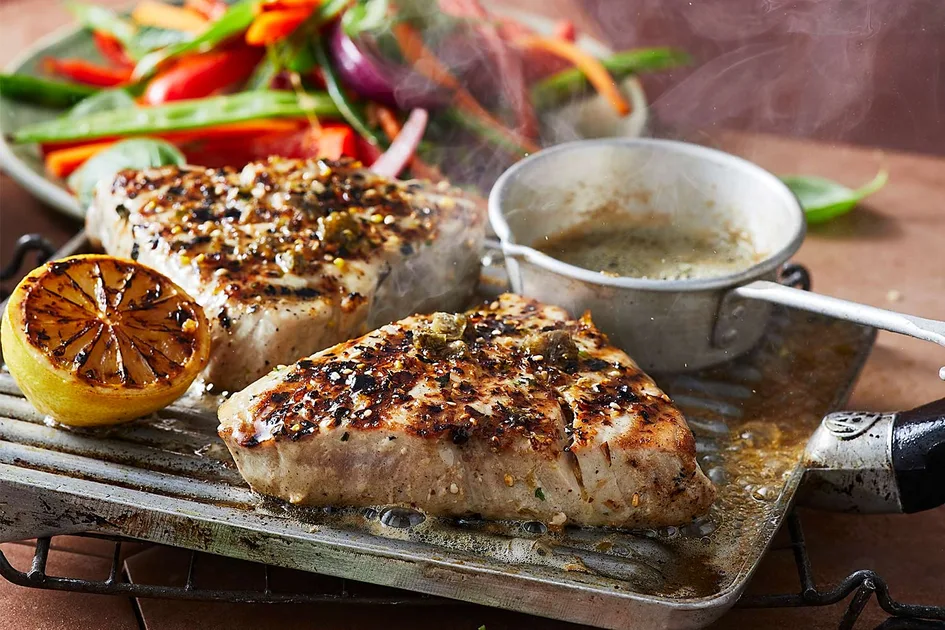 Seared yellowfin tuna with lemon butter sauce Recipe - Better Homes & Gardens Australia