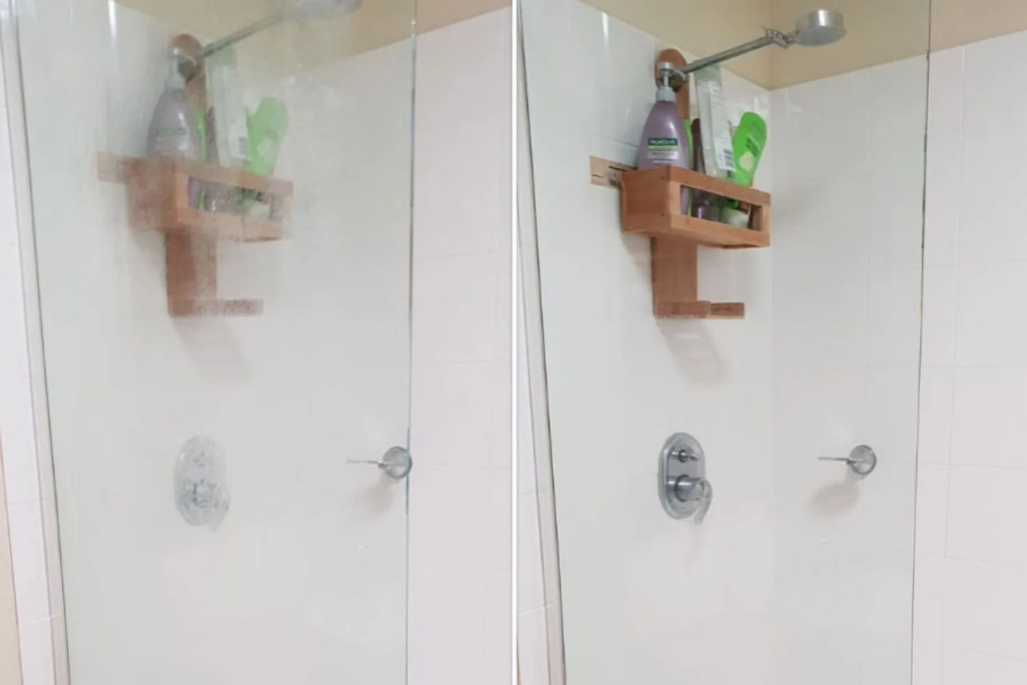 Before and after shower screen