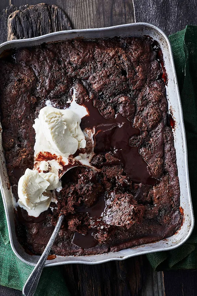 Chocolate salted self saucing pudding