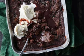 Chocolate salted self-saucing pudding
