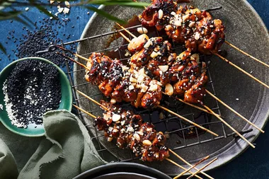 Vietnamese caramel chicken skewers