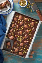 Use up leftover chocolate with this no-bake Easter egg slice