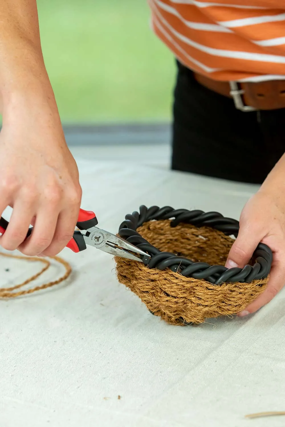 Step 9 how to weave wire basket