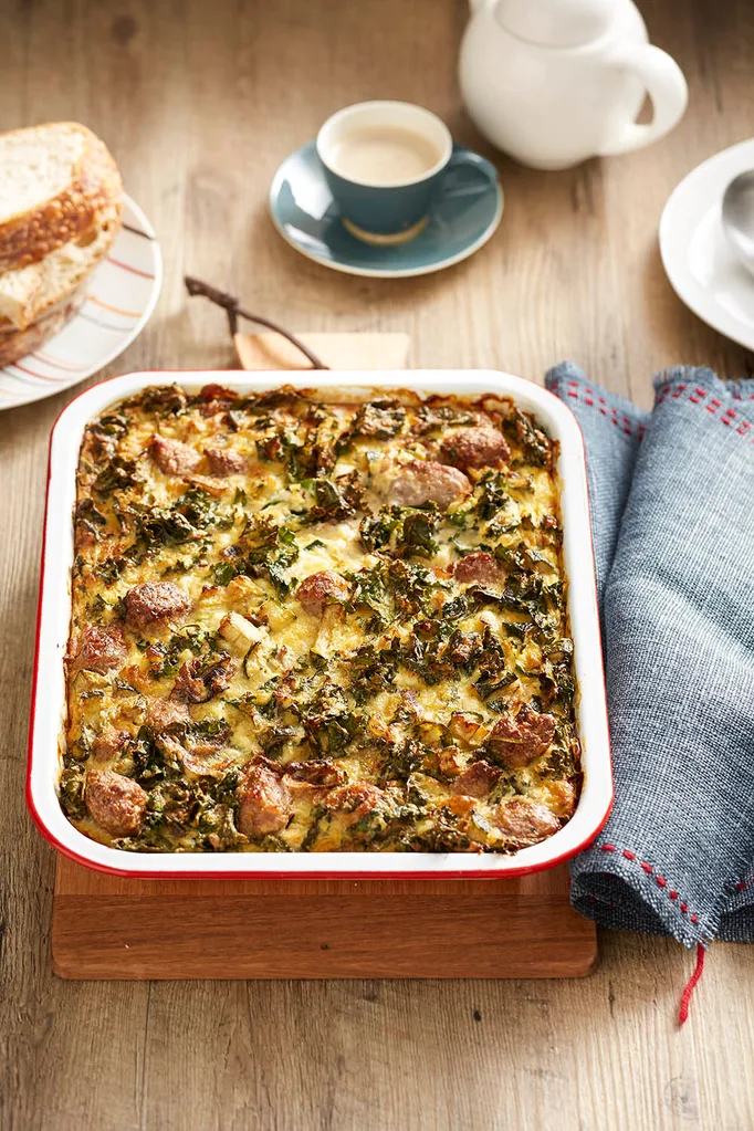 Easy sausage casserole with kale and zucchini