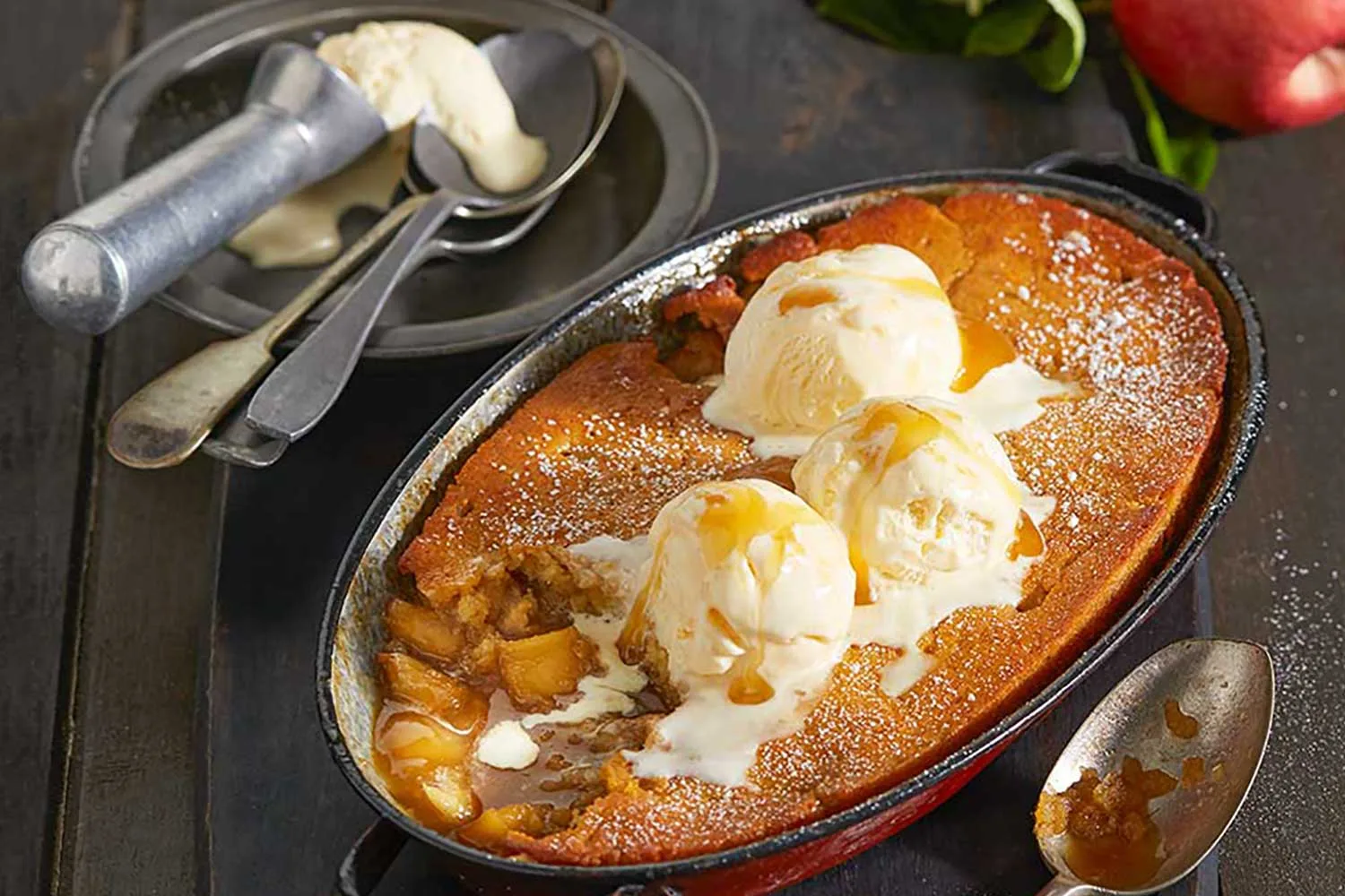 Easy apple and caramel self-saucing pudding