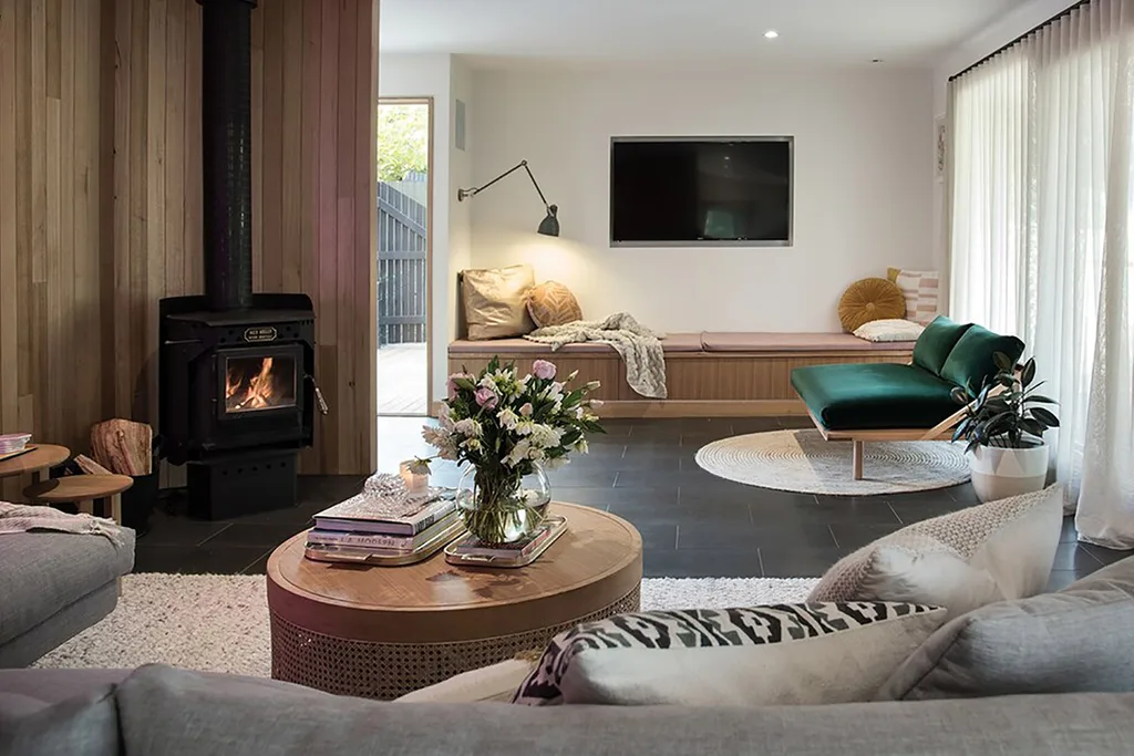 Living room with fireplace