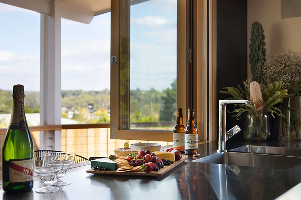 Views from the kitchen of Megan Gale's Daylesford Airbnb