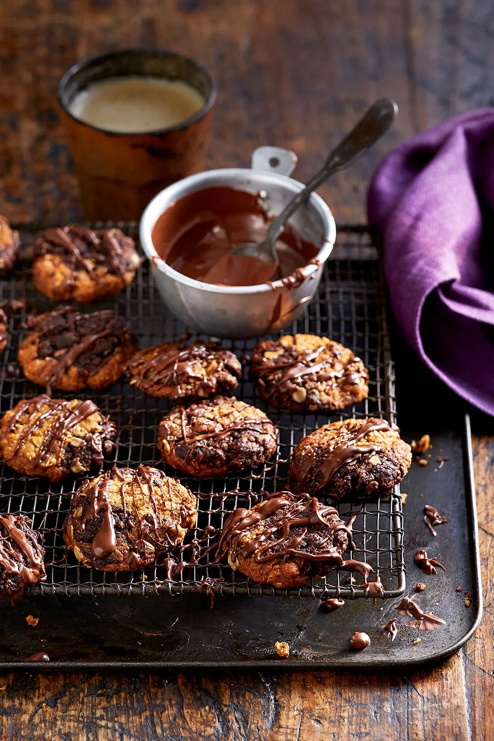 anzac biscuits with chocolate on top