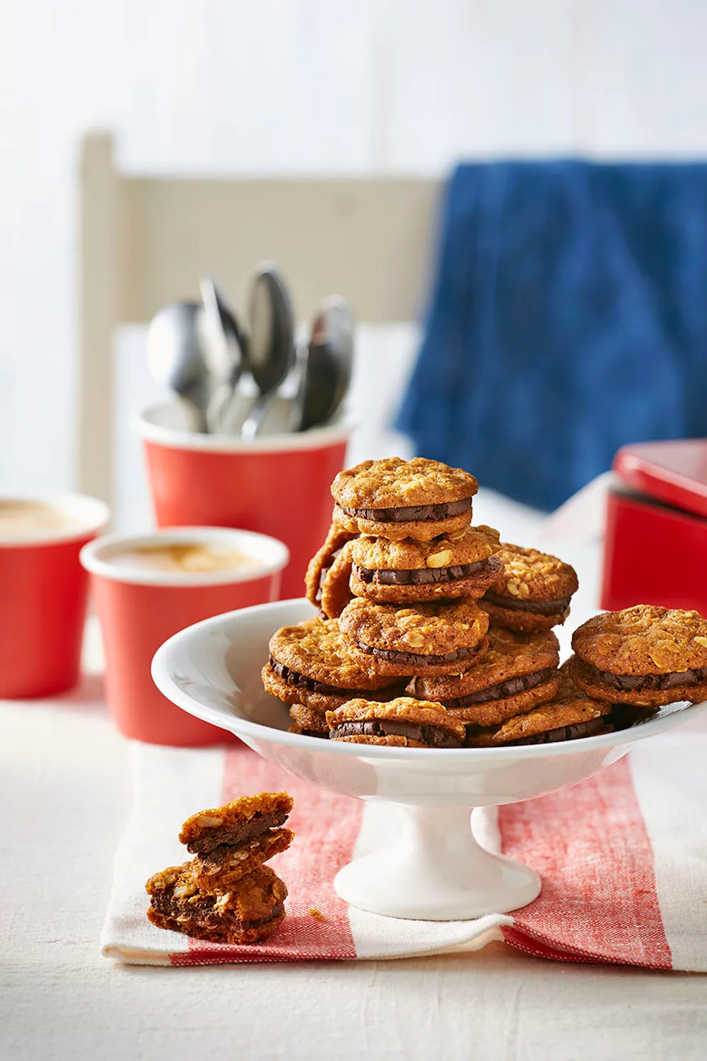 Choc filled Anzac biscuits