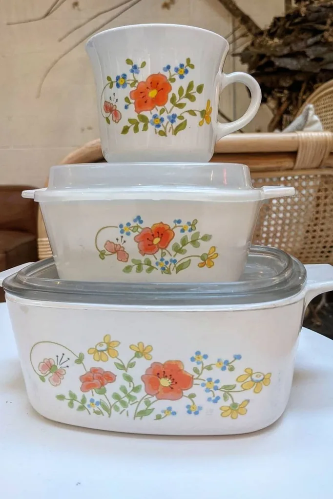 three old corningware pots