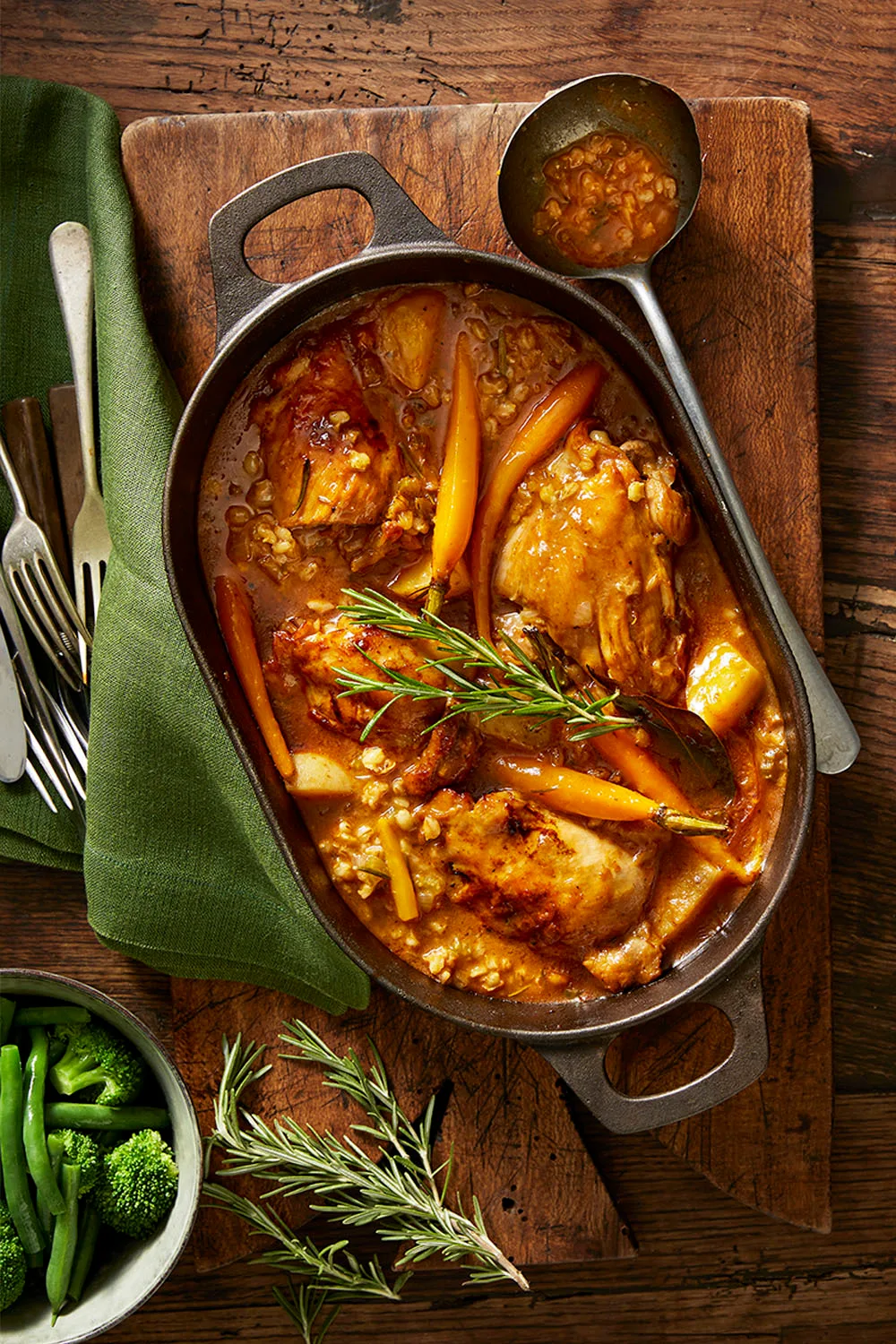 In this slow cooker chicken stew recipe, the flavours of barley, rosemary, garlic and white wine combine to create a winning dinner. You won't regret jumping out of bed early to prepare this meal, because the smell you'll come home to is truly divine.