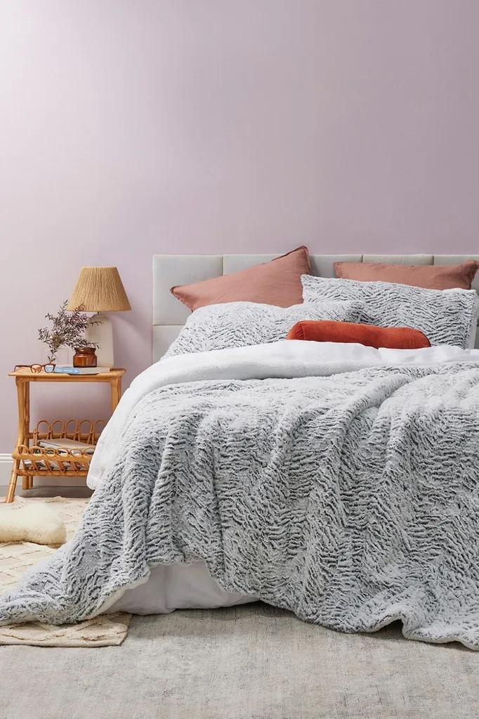 sherpa blanket on bed