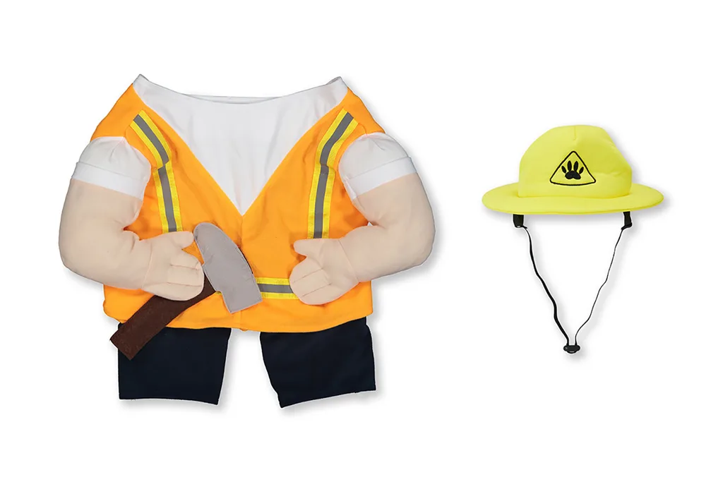 Pet tradie costume from Kmart