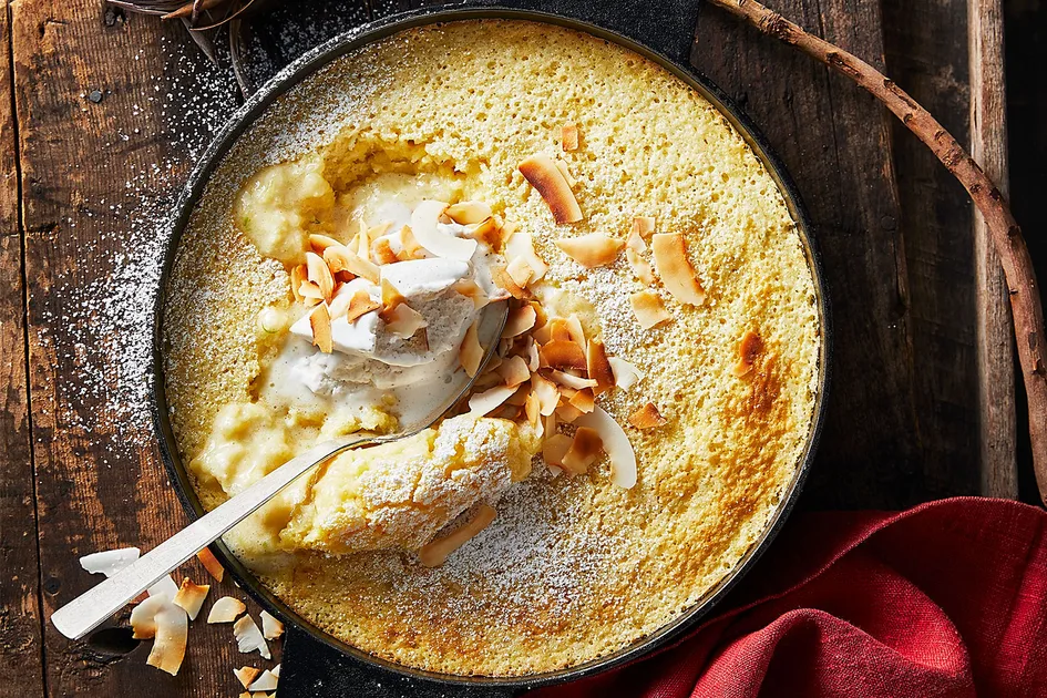 5 minute pina colada self-saucing pudding Recipe - Better Homes & Gardens Australia