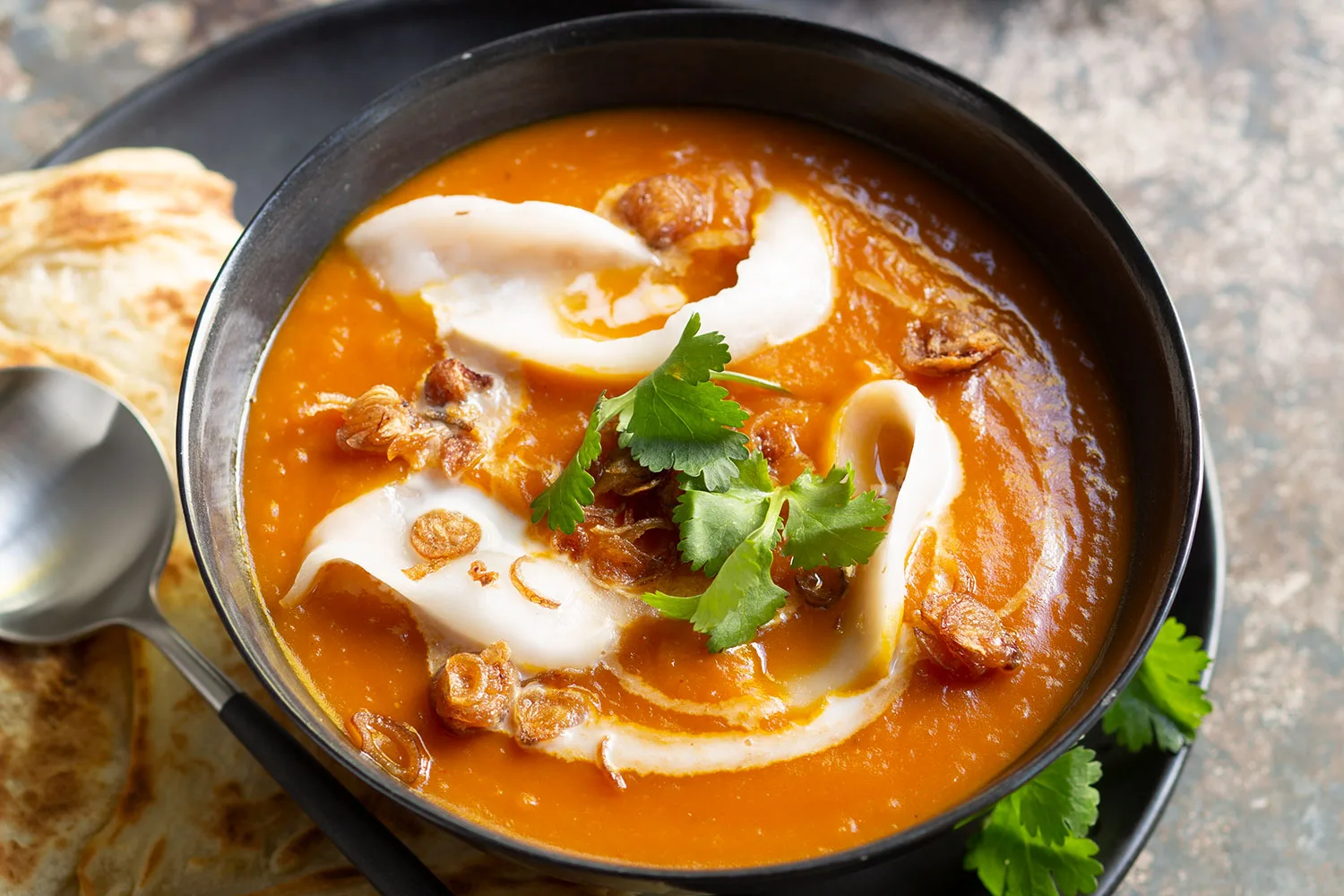 Roast pumpkin soup with Thai flavours
