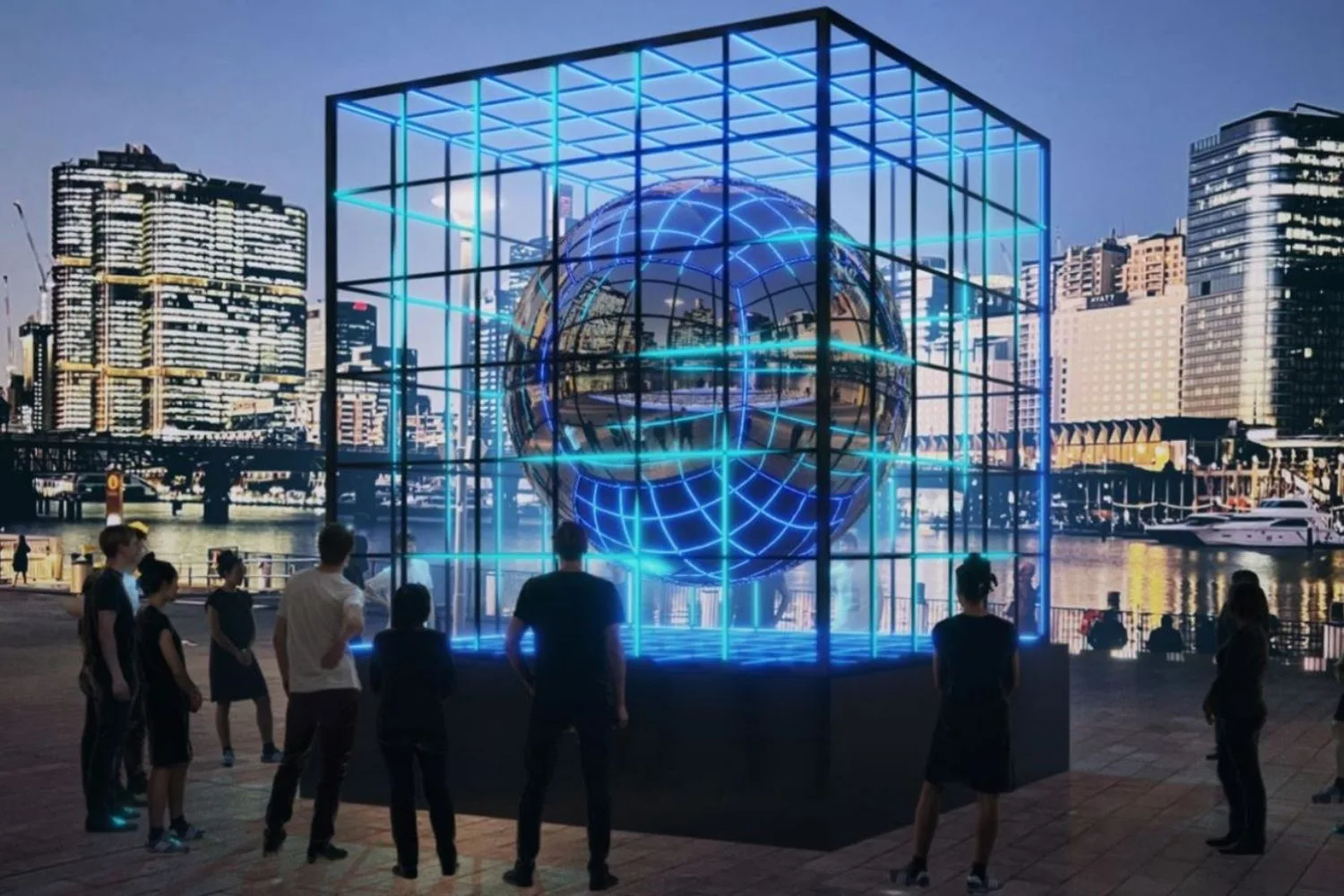grid with sphere inside
