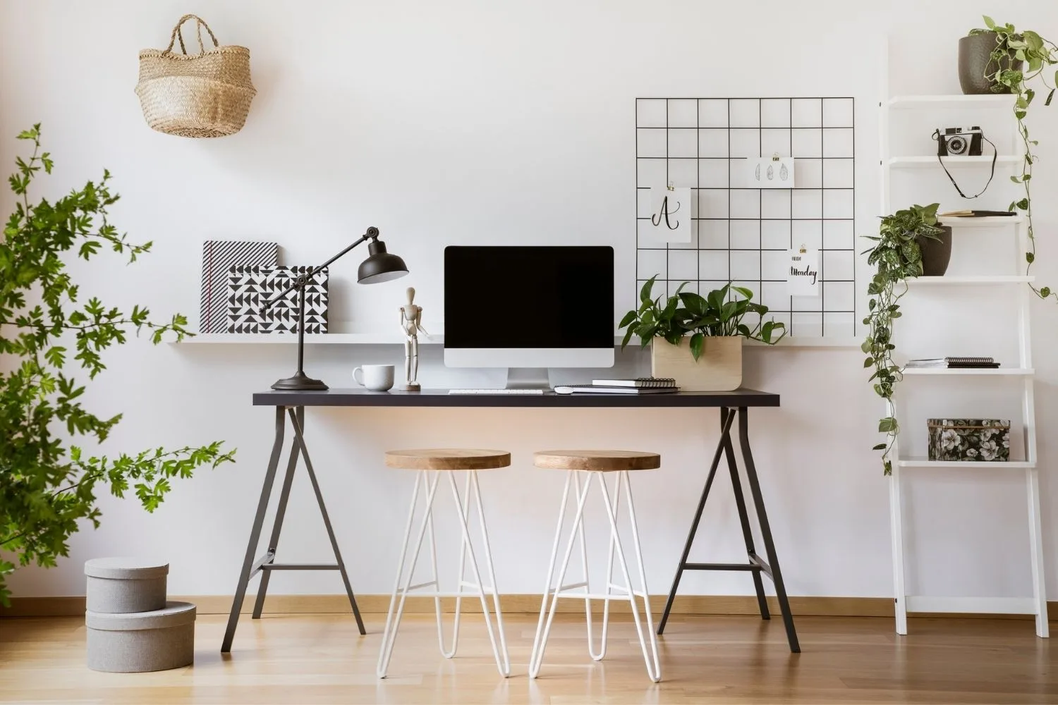 desk and wall storage
