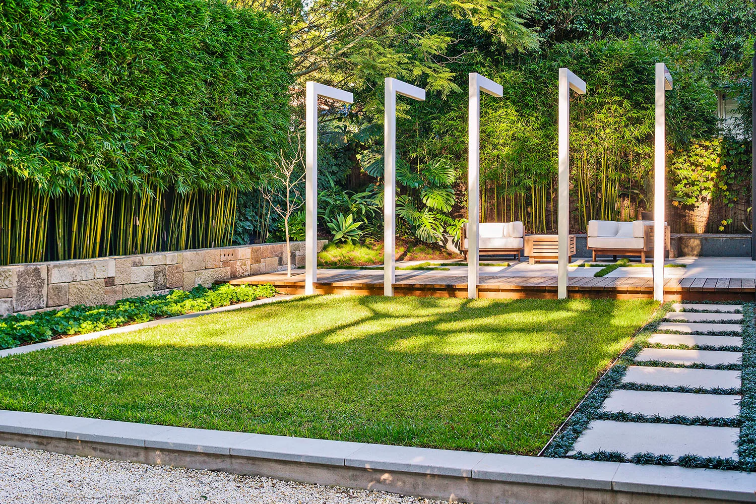 Lawn in a zen inspired garden