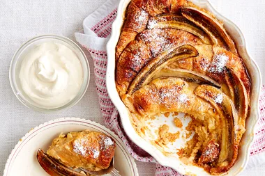 Banana and Kahlua bread pudding