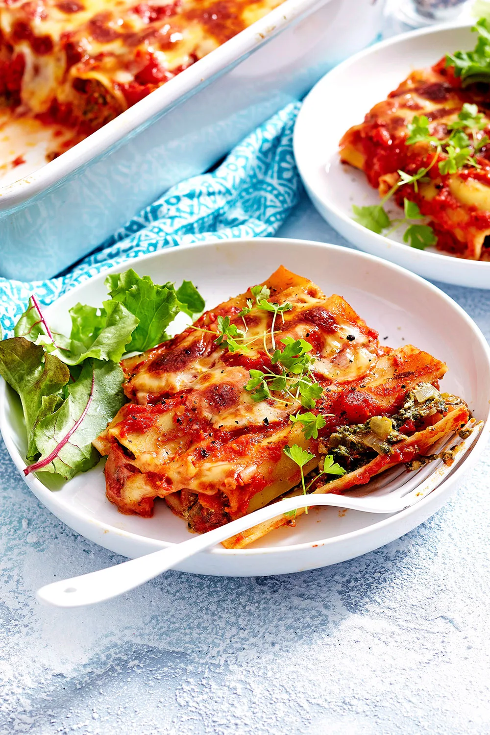 Spinach, pumpkin and ricotta cannelloni