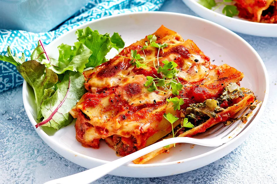 Spinach, pumpkin and ricotta cannelloni recipe Recipe - Better Homes & Gardens Australia
