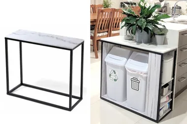 How one mum hacked a Kmart table to create the perfect kitchen bin