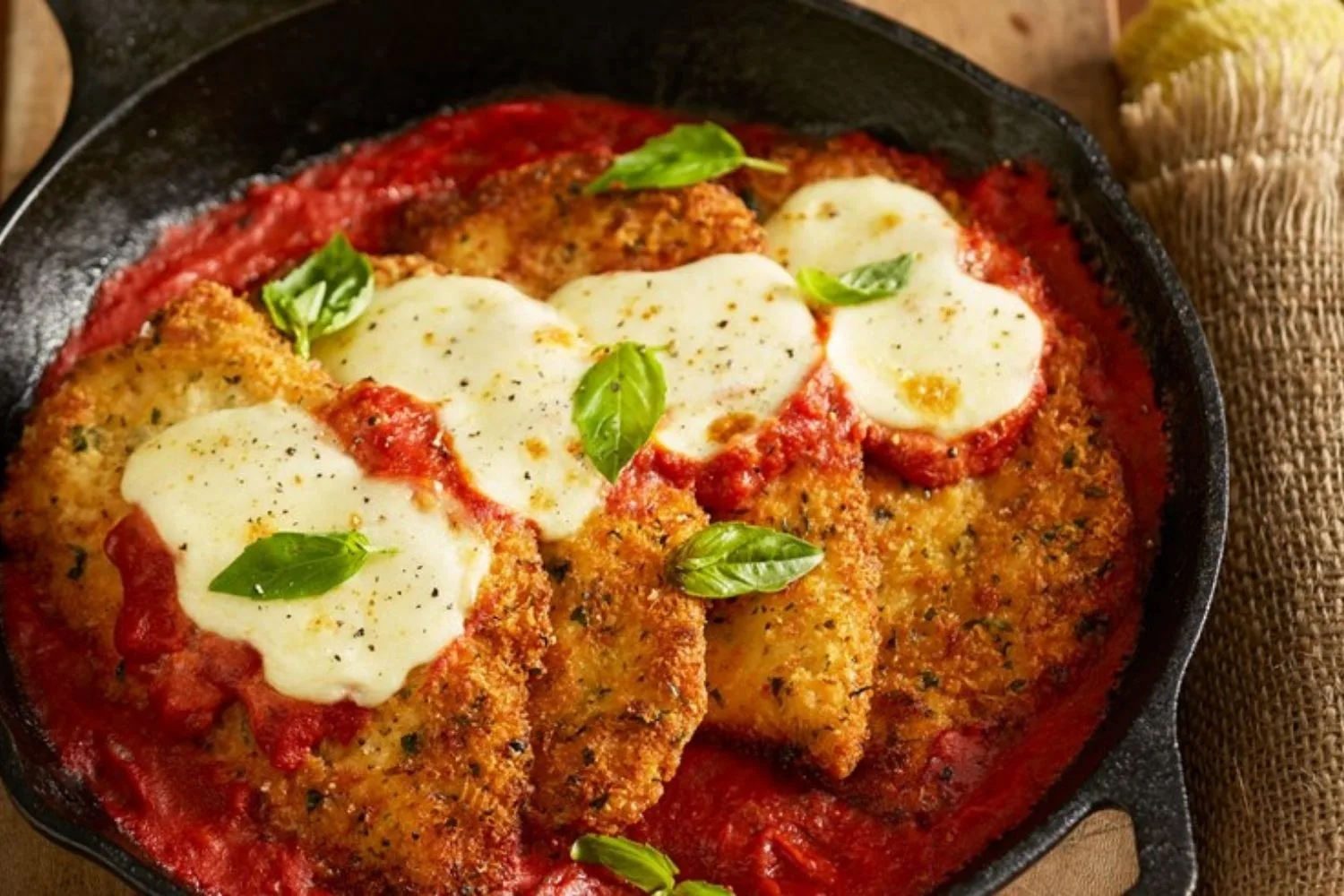 chicken parmigiana with melted cheese as one of australia's national dishes