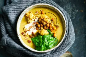 Curried cauliflower and chickpea soup