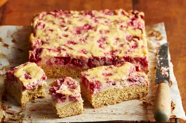 Raspberry ricotta slice