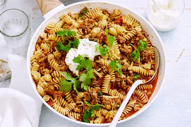 Cheesy taco pasta.